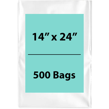 Clear Poly Bags 2 Mil Size: 14 inch (width) X 24 inch (Height) Pack of 500 Bags